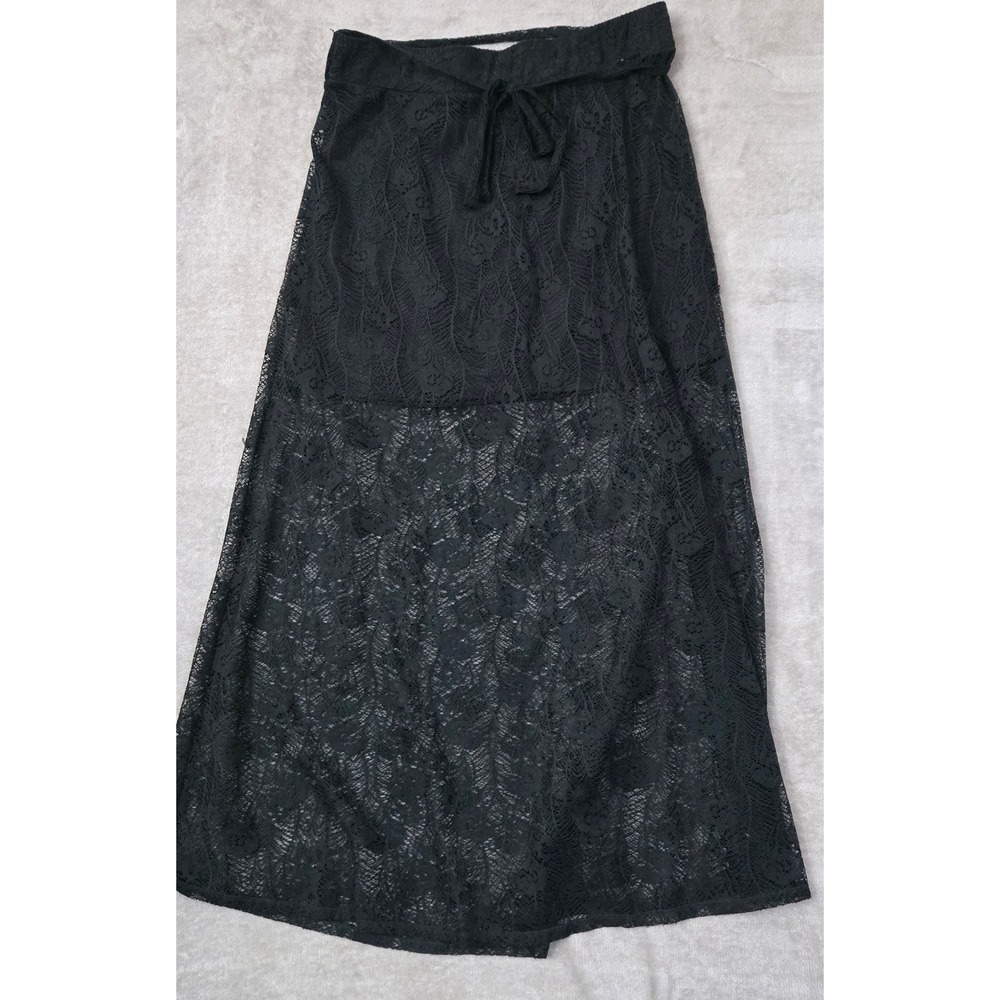 Black Lace‎ Maxi Skirt Large Whimsigoth Y2K Vamp Floral